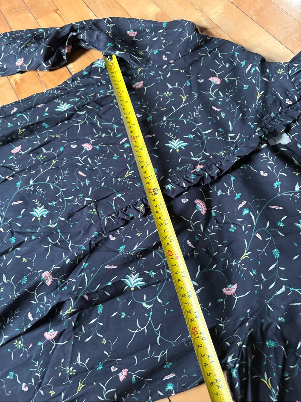 Tuckernuck Sz XL Campden Vine Tate Black Floral Cottage Linen Blend Short Dress - Picture 10 of 12